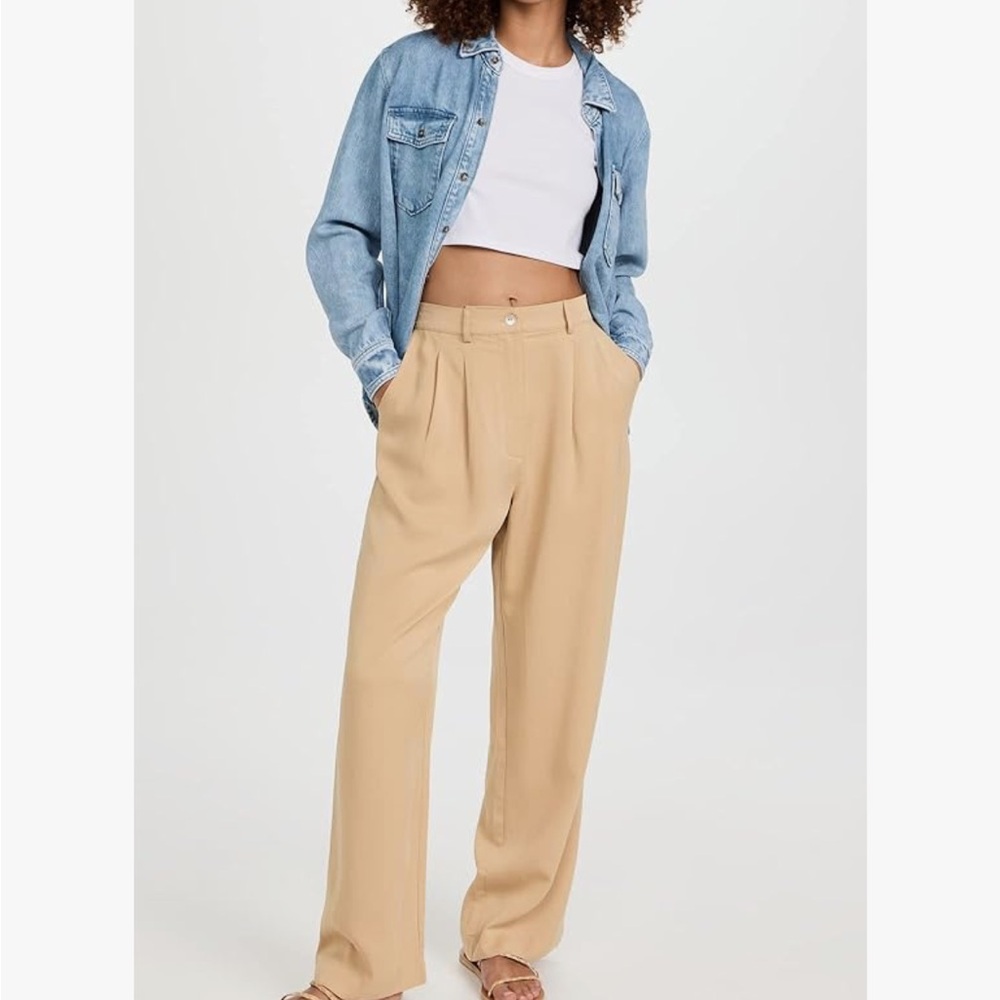 Donni Pleated Twill Trouser Sand S